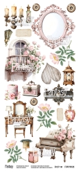 Тканевый лист для вырезания FANTASY "Винтажная рапсодия -9" размер 12*27 см