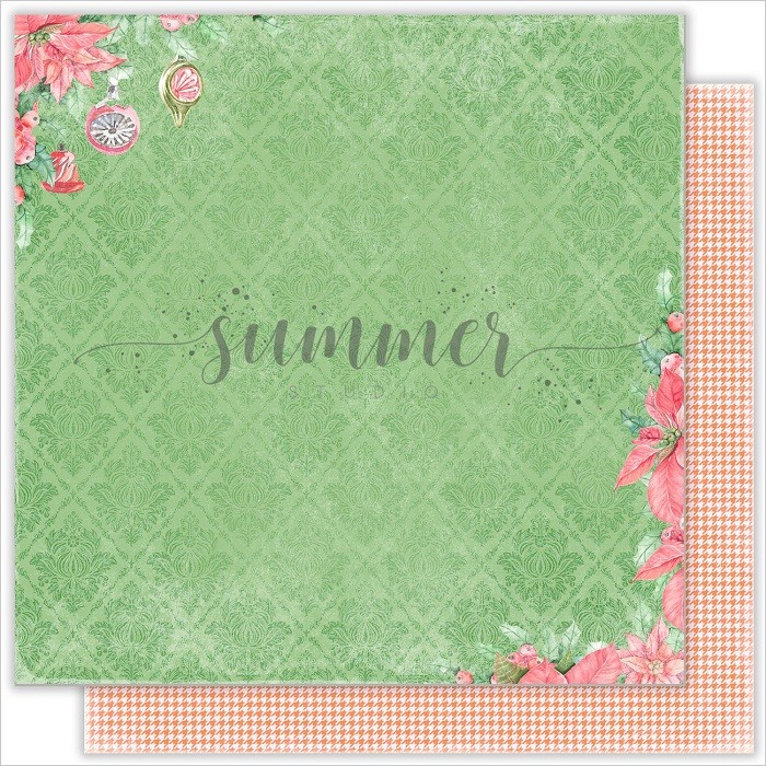 Double-sided sheet of paper Summer Studio Christmas Story "Green ball" size 30.5*30.5 cm, 190gr