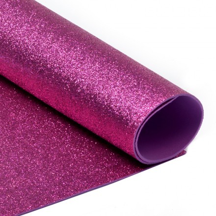 Foamiran glitter "Bright pink", size 20x30 cm, thickness 2 mm