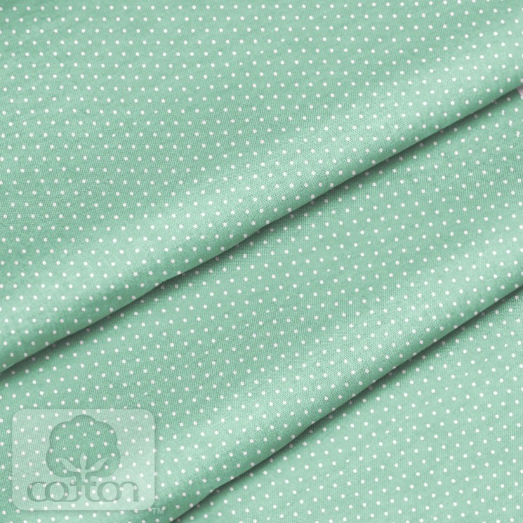 Fabric 100% cotton Poland "Polka dots on mint", size 50X50 cm