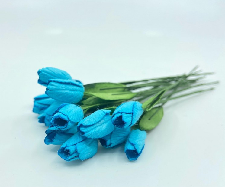 Tulips "Bright turquoise", size 1 cm, 1 pc