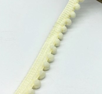 Ribbon with pom-poms "Milk", width 1 cm, length 1 m