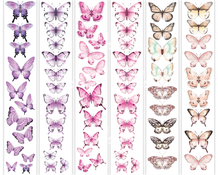 Set of stripes with pictures for decorating Fabrika Decoru "Butterflies 5", size 5x30. 5 cm, 6 pcs