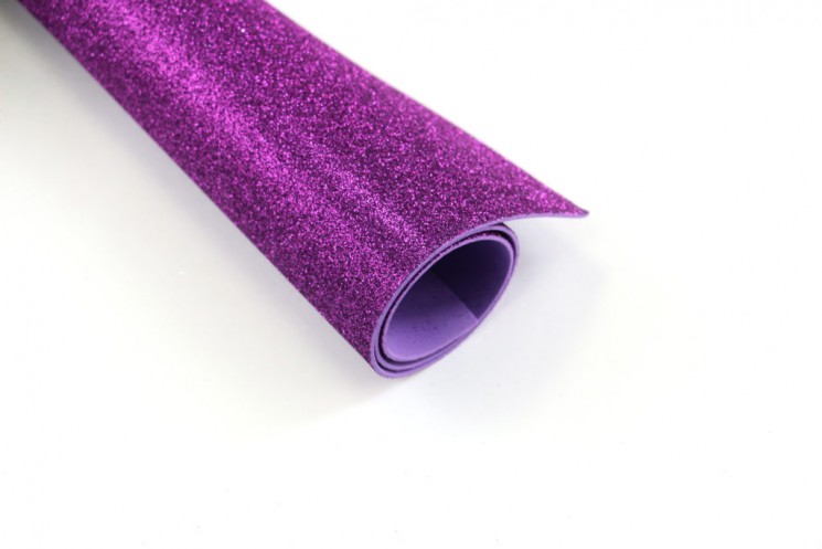Foamiran glitter "Lilac", size 20x30 cm, thickness 2 mm
