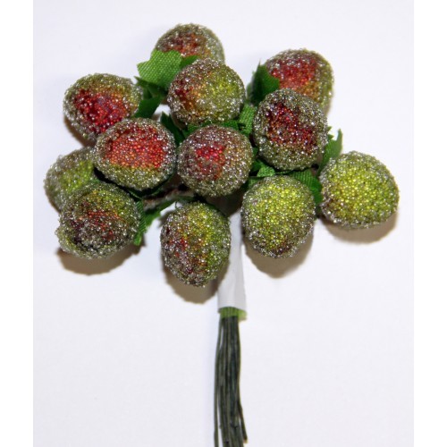 Decorative bouquet Needlework "Green sugar berries" 12pcs