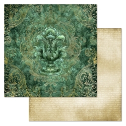 Двусторонний лист бумаги ScrapMania "Малахитовый цветок. Сокровище", размер 30,5х30,5 см, 180 гр/м2