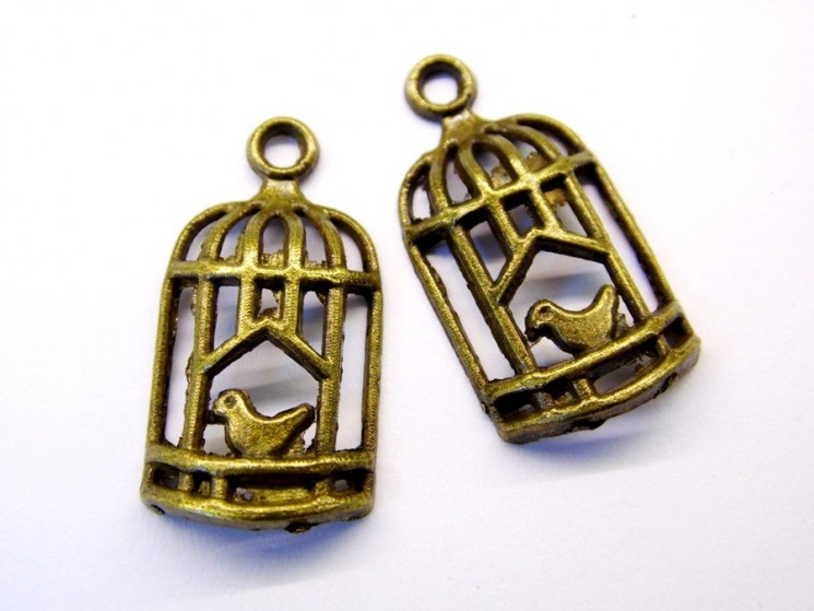 Pendant "Cage with a bird" bronze, size 27x14mm, 1 piece