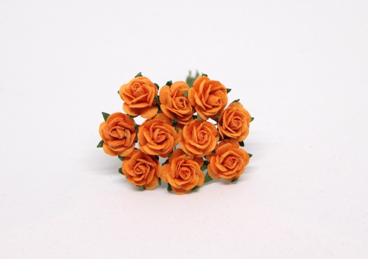 Roses "Orange" size 2.5 cm, 5 pcs