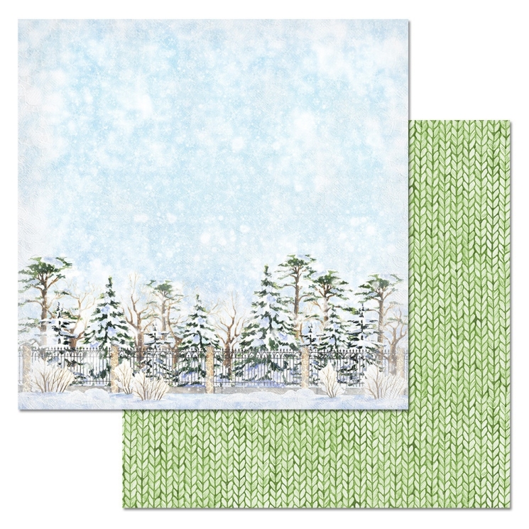 Двусторонний лист "Зимний город. Заснеженный парк", размер 30*30 см, 180гр (ScrapMania)
