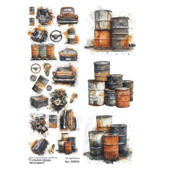 Лист с картинками 10х30 см "Стальное сердце. Автосервис" (ScrapMania)