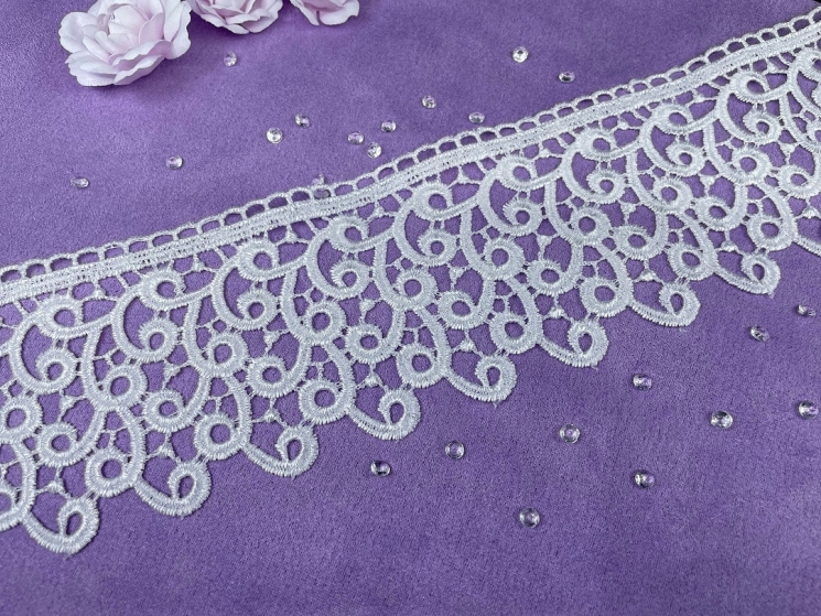 Кружево белое гипюр, ширина 8 см, отрез 50 см