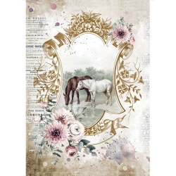 Рисовая бумага STAMPERIA "Лошади у озера", размер 21х29,7 см, пл. 28г/м2 