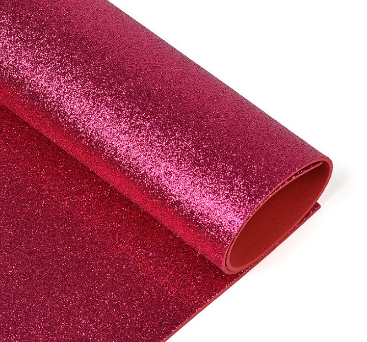 Foamiran glitter "Crimson", size 20x30 cm, thickness 2 mm