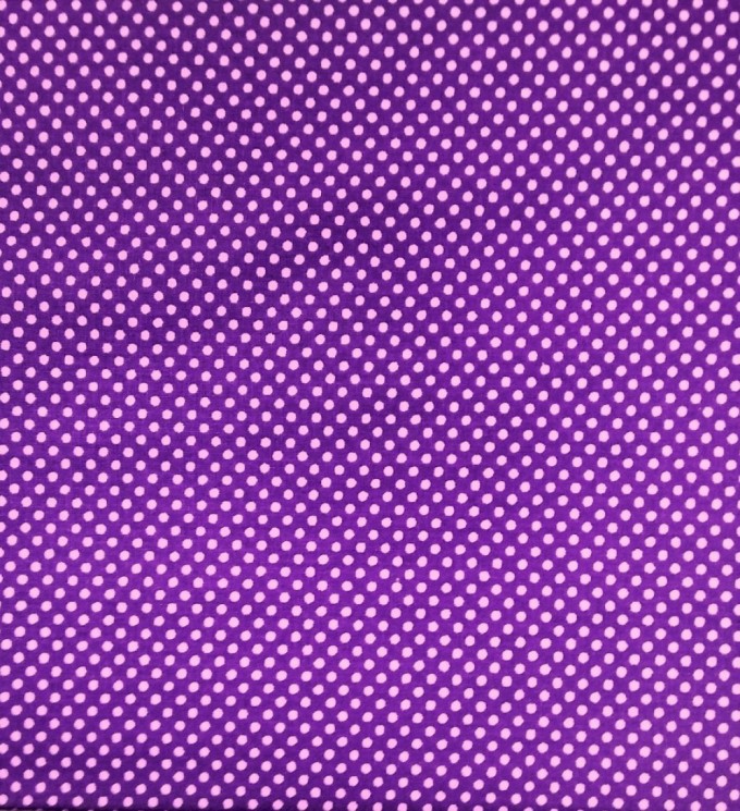 Ткань полиэстер "Белый горошек на фиолетовом", размер 50Х50 см