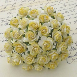 Розы двухтоновые "Жёлтые", размер 2,5 см, 5 шт