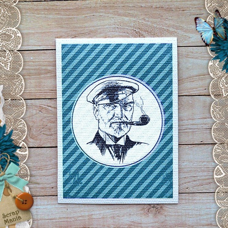 Fabric card "My captain. Portrait " size 6.5*9 cm (ScrapMania)