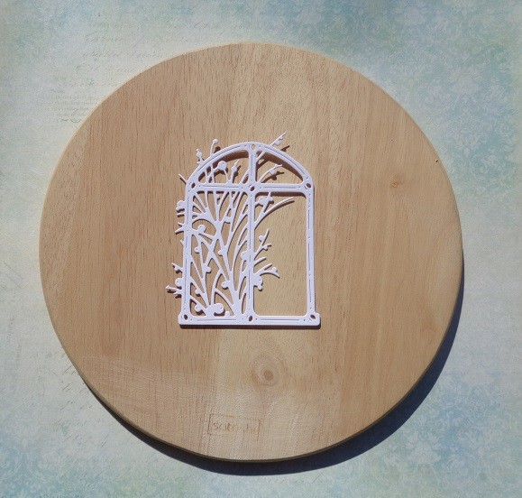 Вырубка " Новогоднее окно" белая бумага кардсток 290 гр.