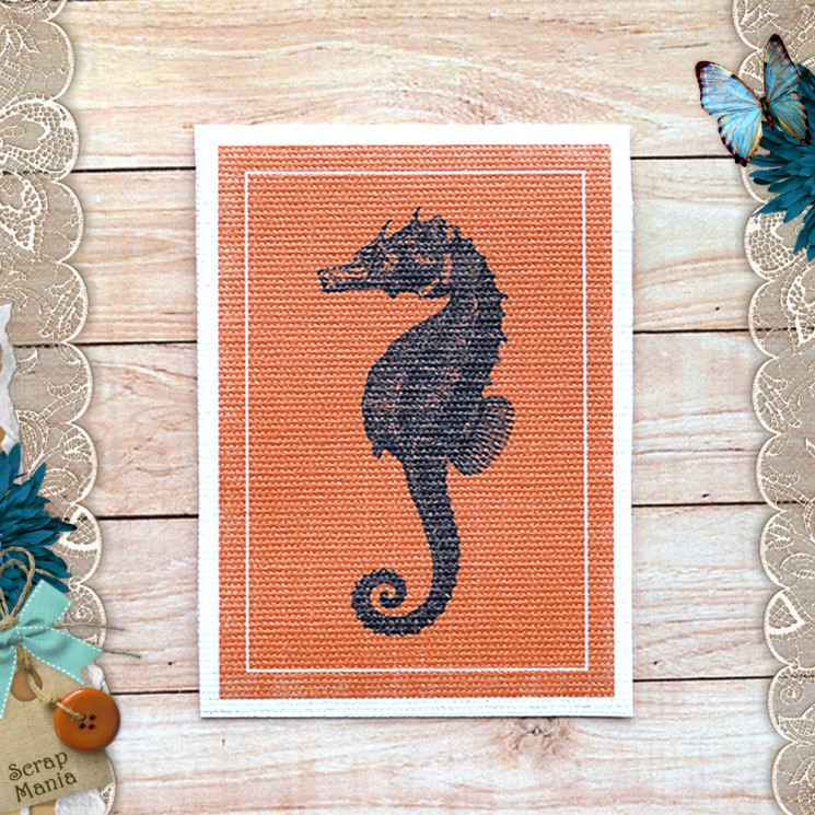 Fabric card "My captain. Seahorse " size 6.5*9 cm (ScrapMania)