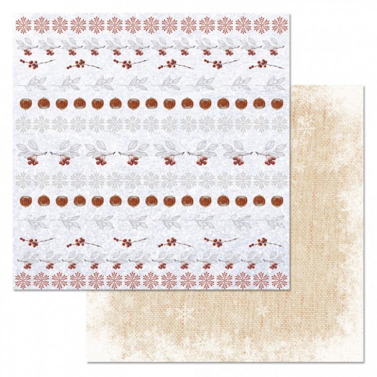 Double-sided sheet of ScrapMania paper " Snow cranberry. Curbs", size 30x30 cm, 180 g/m2