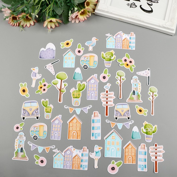 MonaDesign die-cut set "There behind the hills", 46 elements