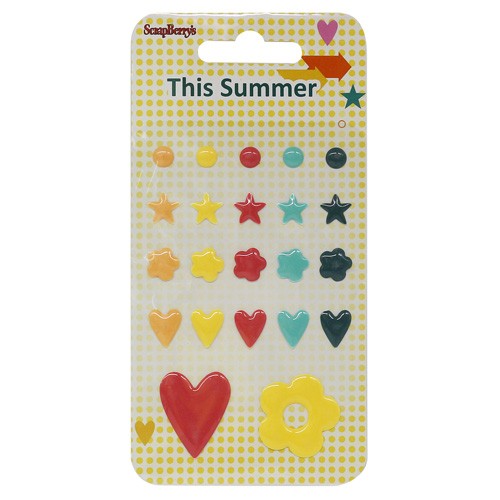 Scrapberry's "This Summer" enamel sticker set, 22 elements
