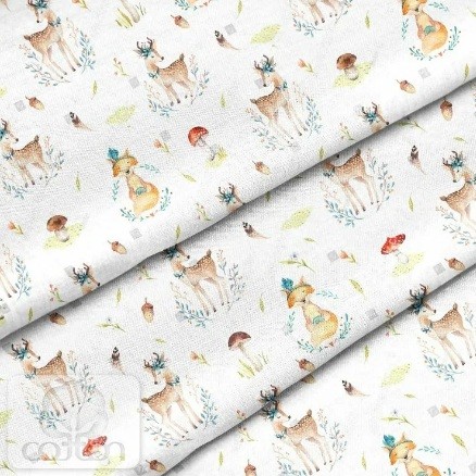 Fabric 100% cotton Poland "Fox, deer", size 50X50 cm