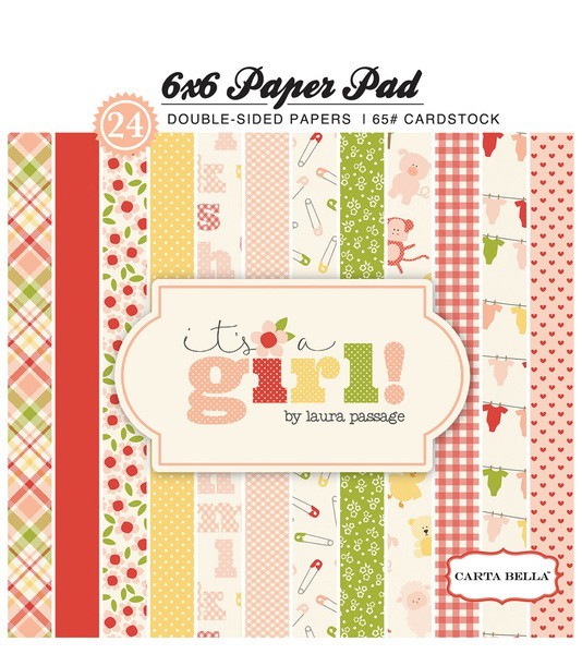 Set of double-sided paper Carta Bella " It "s a girl", 24 sheets, size 15x15 cm, 200g/m2