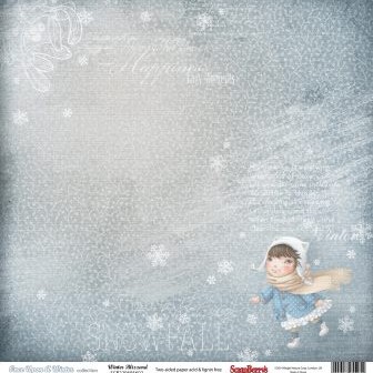 Double-sided sheet of Scrapberry's paper Once in winter "The snow is spinning", size 30x30 cm, 180 g/m2