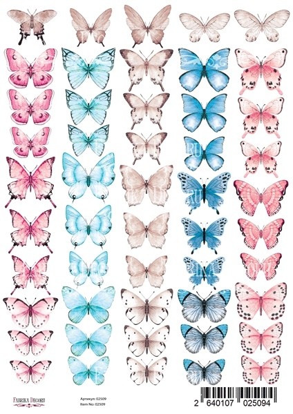 Sheet with pictures for cutting out Fabrika Decoru "Butterflies 2" A4 size 