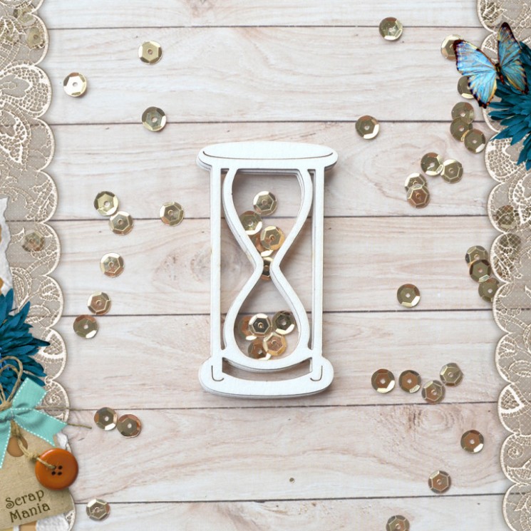 Chipboard " Thank you, Doctor! Shaker. Mini Hourglass " (ScrapMania), size 7x3. 3 cm