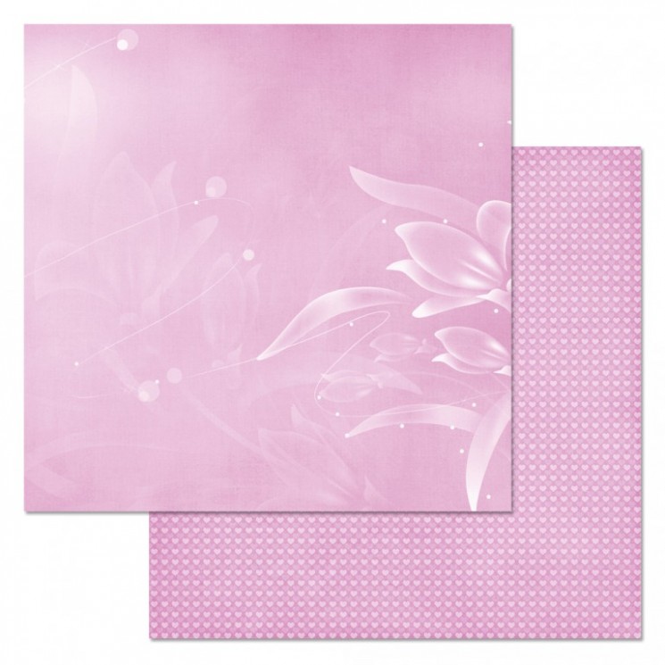Двусторонний лист бумаги ScrapMania "Фономикс. Розовый. Лепестки", размер 30х30 см, 180 гр/м2