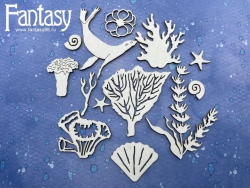 Чипборд Fantasy набор "Теплое море-2 2893", размер от 1,4 см до 5,8*7,2 см