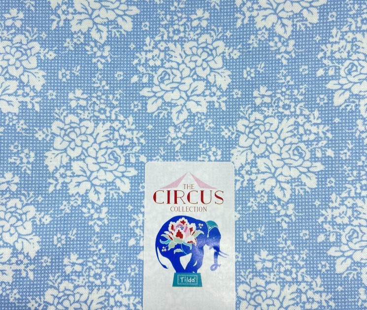 A piece of fabric Tilda 100% cotton "Flowers on blue", size 50x55cm