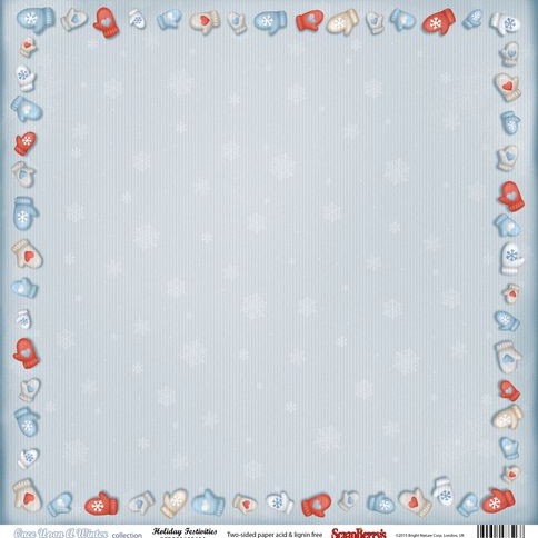 Double-sided sheet of Scrapberry's paper Once in winter "Winter fun", size 30x30 cm, 180 g/m2