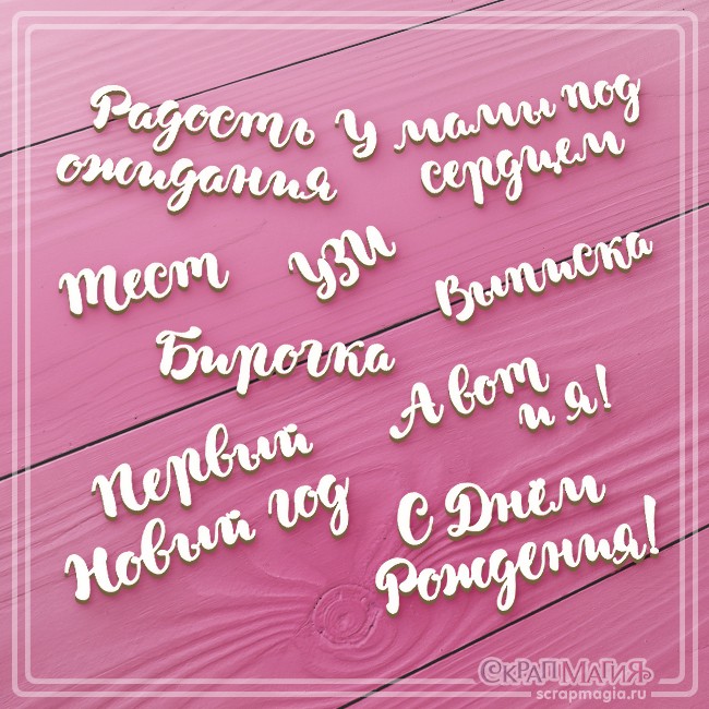 Scrapmagia chipboard set "Phrases in an album for a newborn", 9 phrases