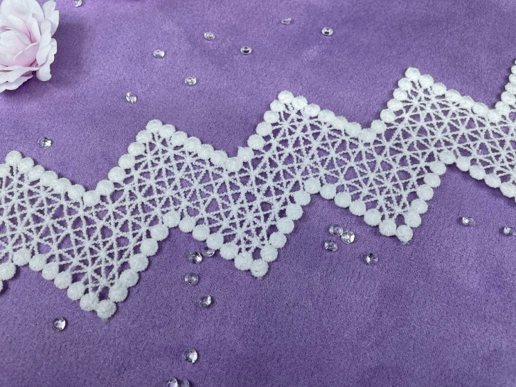 Кружево матовое белое гипюр, ширина 4,5 см, отрез 50 см