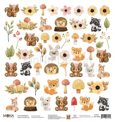 One-sided sheet for cutting MonaDesign Magic forest size 30. 5x30. 5 cm, 190 gr/m2
