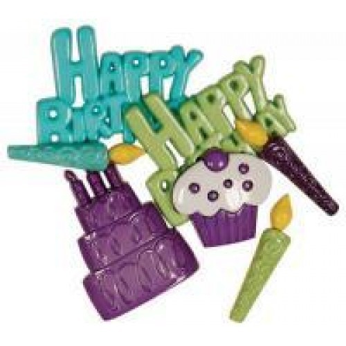 Set of decorative buttons "Happy Birthday", 7 pcs