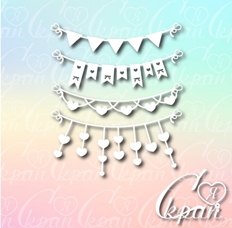 Chipboard LeoMammy set of "Garlands", size 10, 3x5 cm