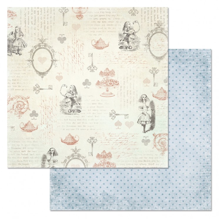 Double-sided sheet of ScrapMania paper " Alice in a fairy tale.Miracles", size 30x30 cm, 180 g/m2