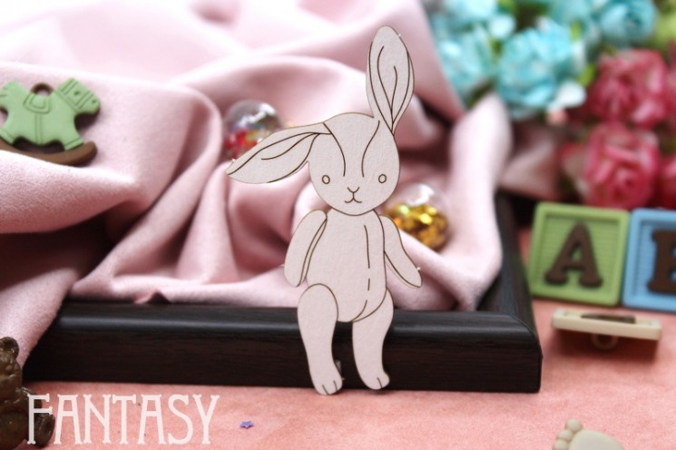 Chipboard Fantasy "Toy Bunny 2165" size 7*3.5 cm