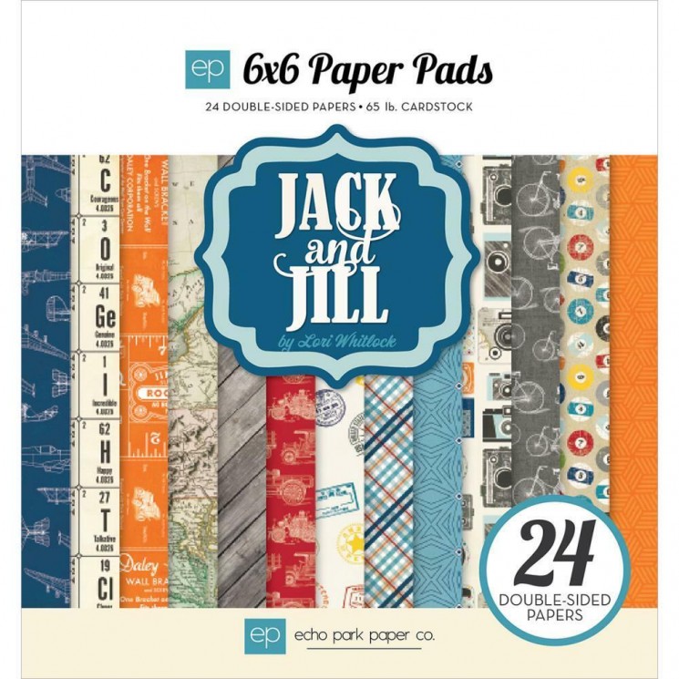 Набор двусторонней бумаги Echo Park "Jack and Jill Boy",24 листа, размер 15х15 см, 180г/м2