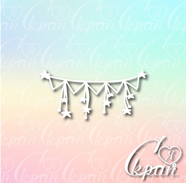 Chipboard LeoMammy "Flags", size 8. 5x3. 5 cm