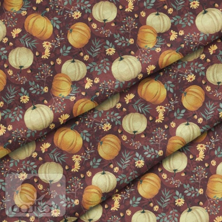 Ткань 100% хлопок Польша "Тыквы-ромашки", размер 50Х50 см