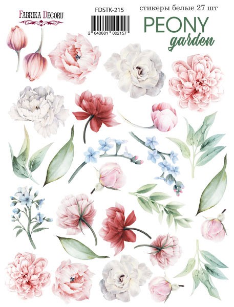 Fabrika Decoru "Peony garden No.215" sticker set, 27 pcs