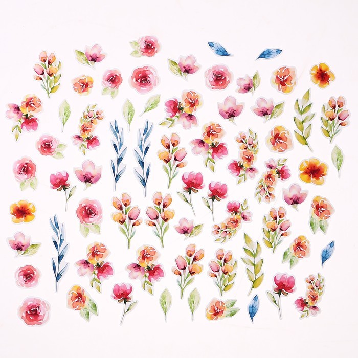 Набор высечек MonaDesign "Акварельные цветы", 66 элементов