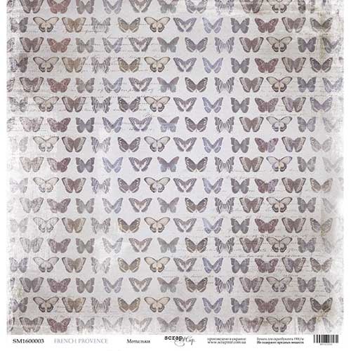 One-sided sheet of paper Ssarmir French Provence "Moths" size 30*30cm, 190gr