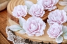 Набор цветов из ткани ручной работы Rosalina "Нежность роз", 6 цветочков + 3 листочка, размер от 3 см до 4,5 см