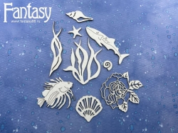Чипборд Fantasy набор "Теплое море-6 2897", размер от 1,3 см до 4,9*6,4 см