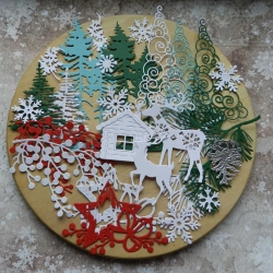 Вырубка  набор 27 эл. новый год бумага кардсток 290 гр.